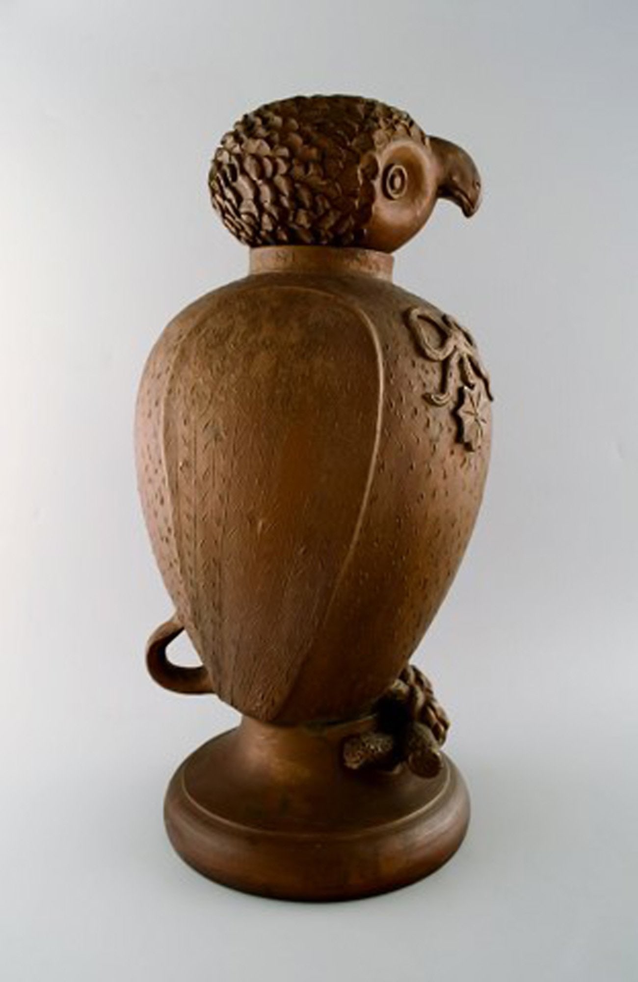 Large Danish Skotterup owl with removable head of glazed earthenware. - 4