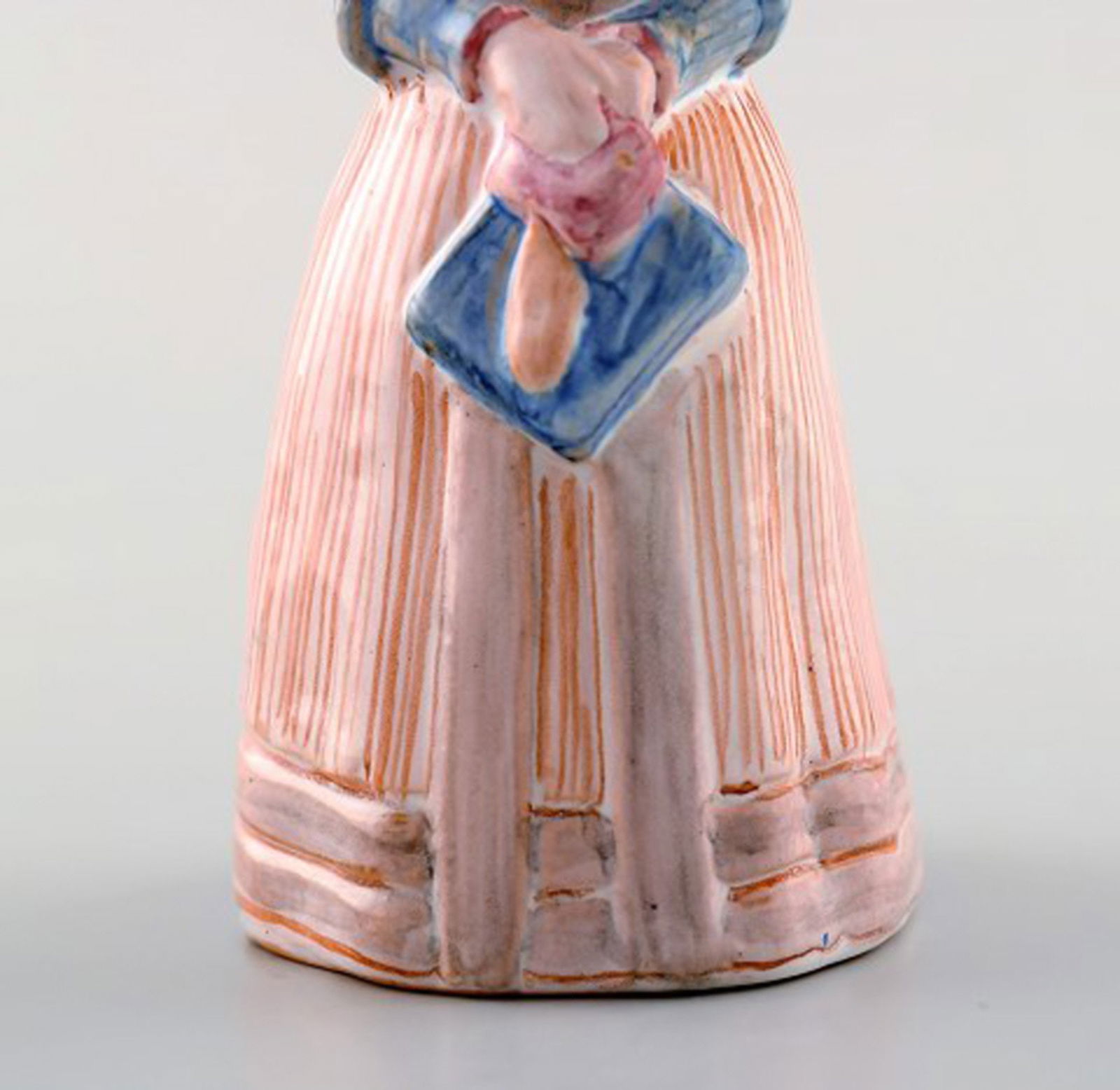 Hjorth (Bornholm) glazed stoneware figure, woman in national costume. - 5