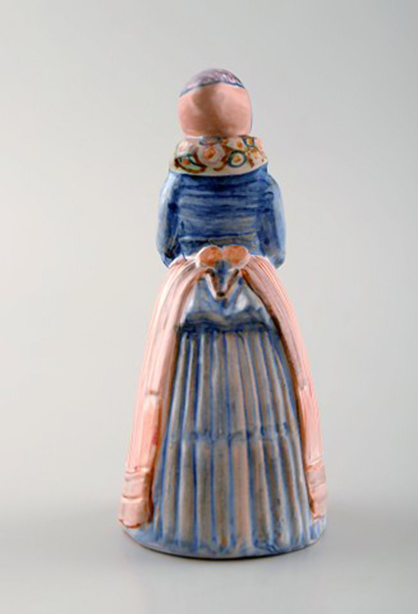 Hjorth (Bornholm) glazed stoneware figure, woman in national costume. - 6