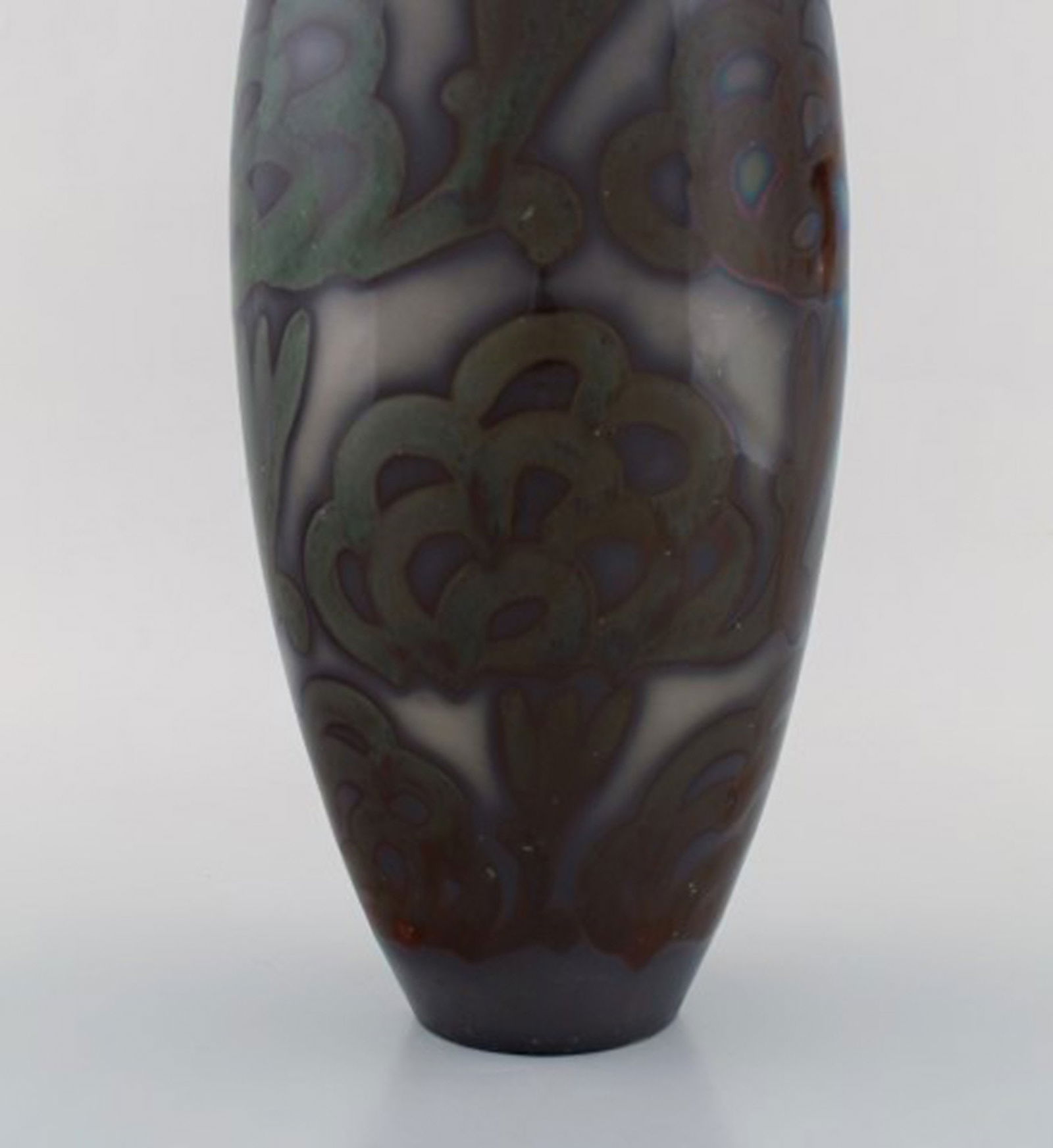 Large Höganäs art nouveau vase in glazed ceramics. Beautiful lustre glaze. 1920 / 30's. - 4