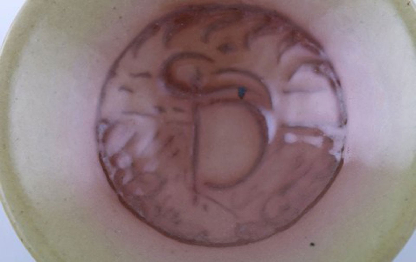 Hjorth, Denmark. Bowl in glazed ceramics. Beautiful olive green glaze. Mid 20th century. - 4