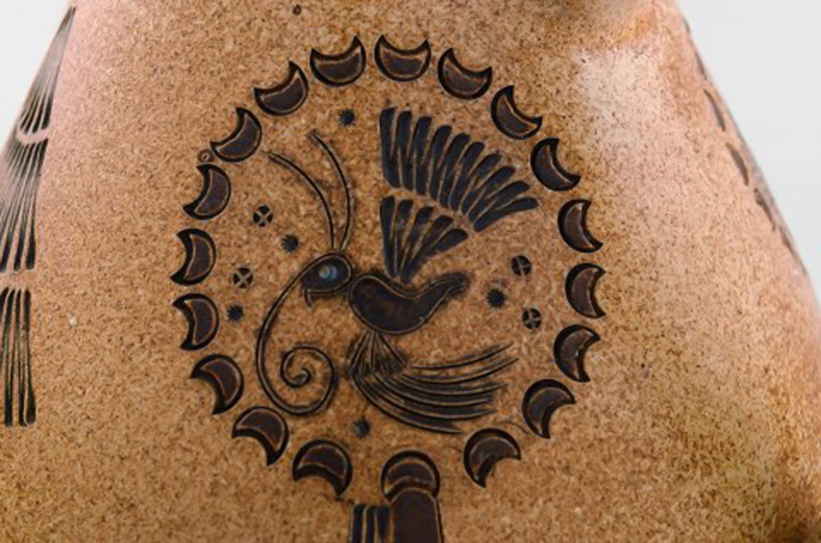 European studio ceramist. Unique jug in glazed ceramic. Dated 1947. - 5