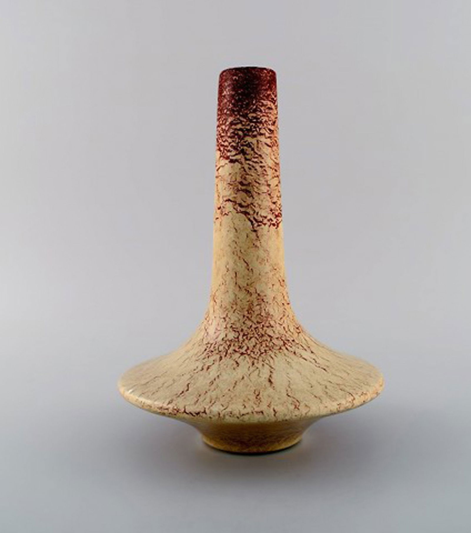 Bertoncello ceramiche d'arte. Vase in glazed ceramics. Beautiful speckled glaze in light earth - 2