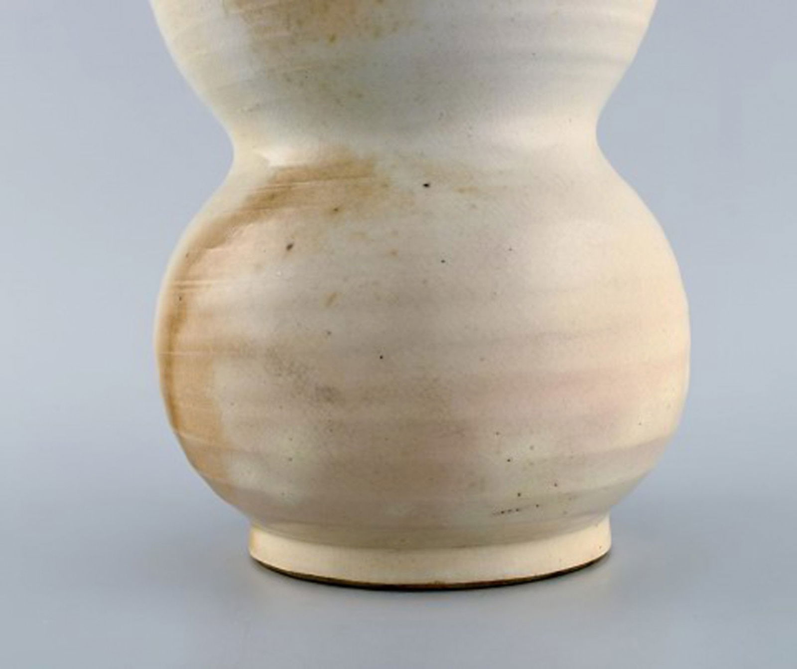 European studio ceramist. Large unique vase in glazed ceramics. Beautiful green blue glaze on a - 5