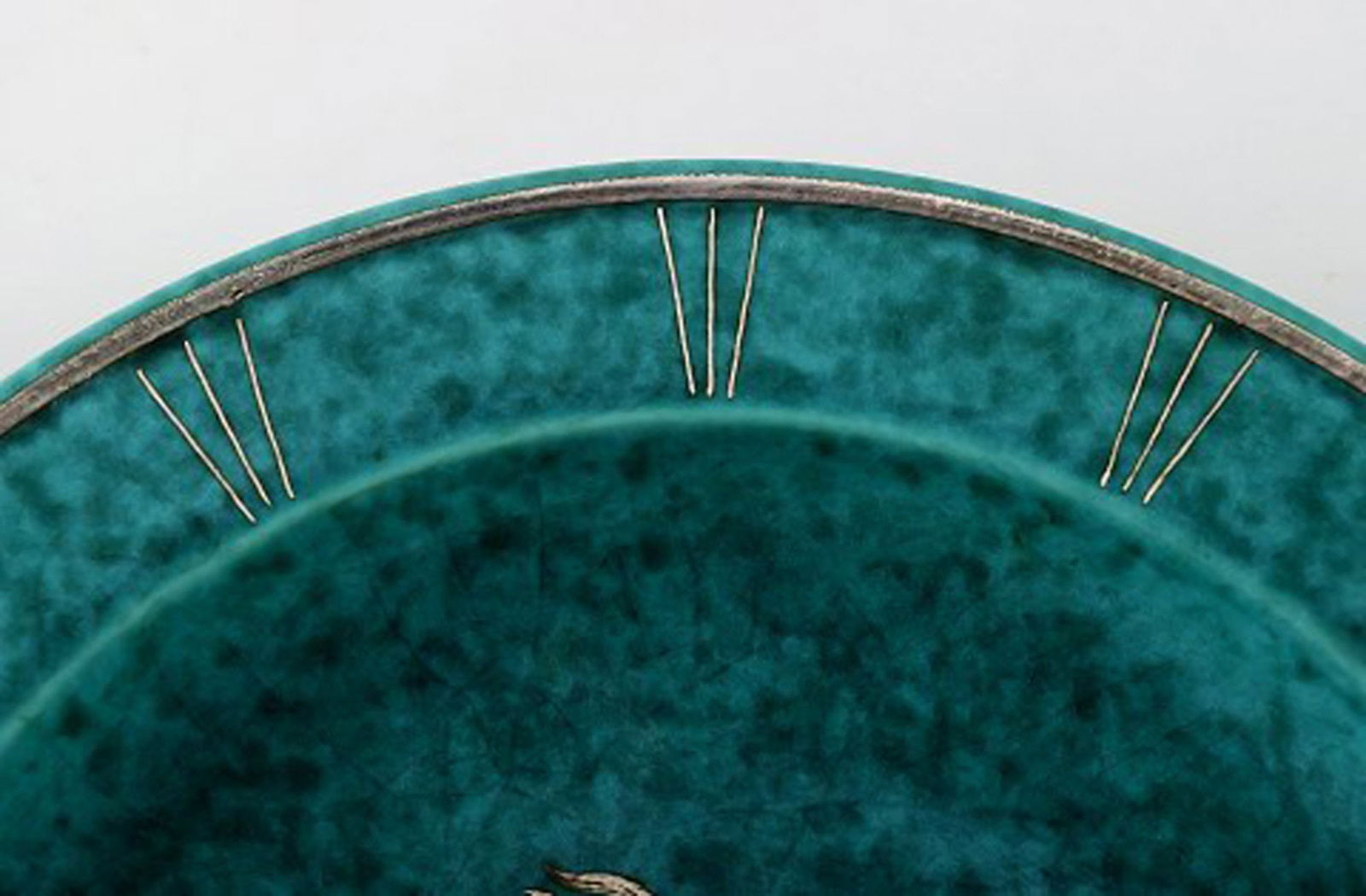 Wilhelm Kåge, Gustavsberg, art deco Argenta dish on feet in ceramics decorated with lion in - 5