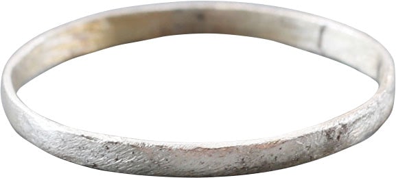 EUROPEAN CHILD'S RING C1350-1450 SIZE 3 1/4: Silvered bronze, size 3 ¼ with low rounded face, 1.4mm width. Professionally refurbished with the silver surface restored. Probably for child of about 6-7 years old. Rings for children were a