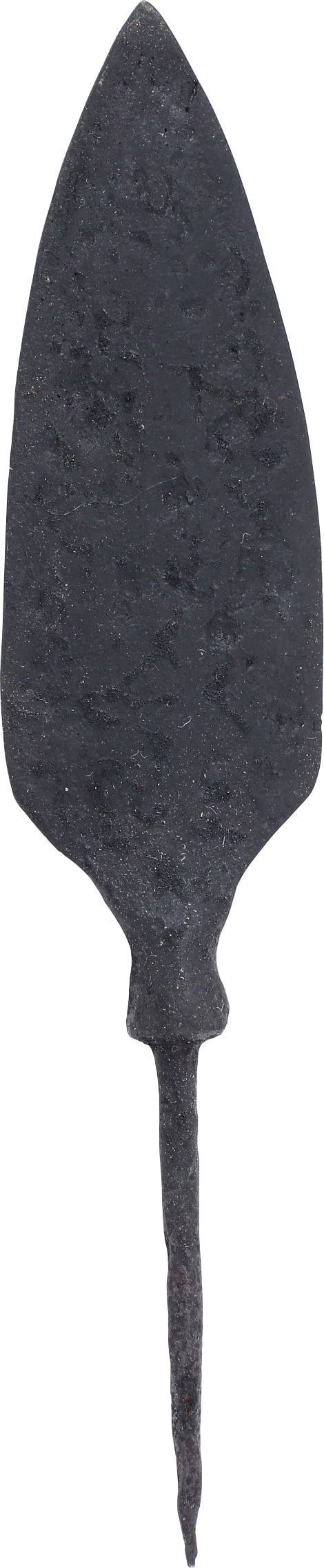 ROMAN LEGIONARIES ARROWHEAD: 1st-3rd century. Iron, triangular flesh cutting example. 3 3/8" length. The period of Roman conquest of Western Europe including the Britain, which had previously remained independent by paying