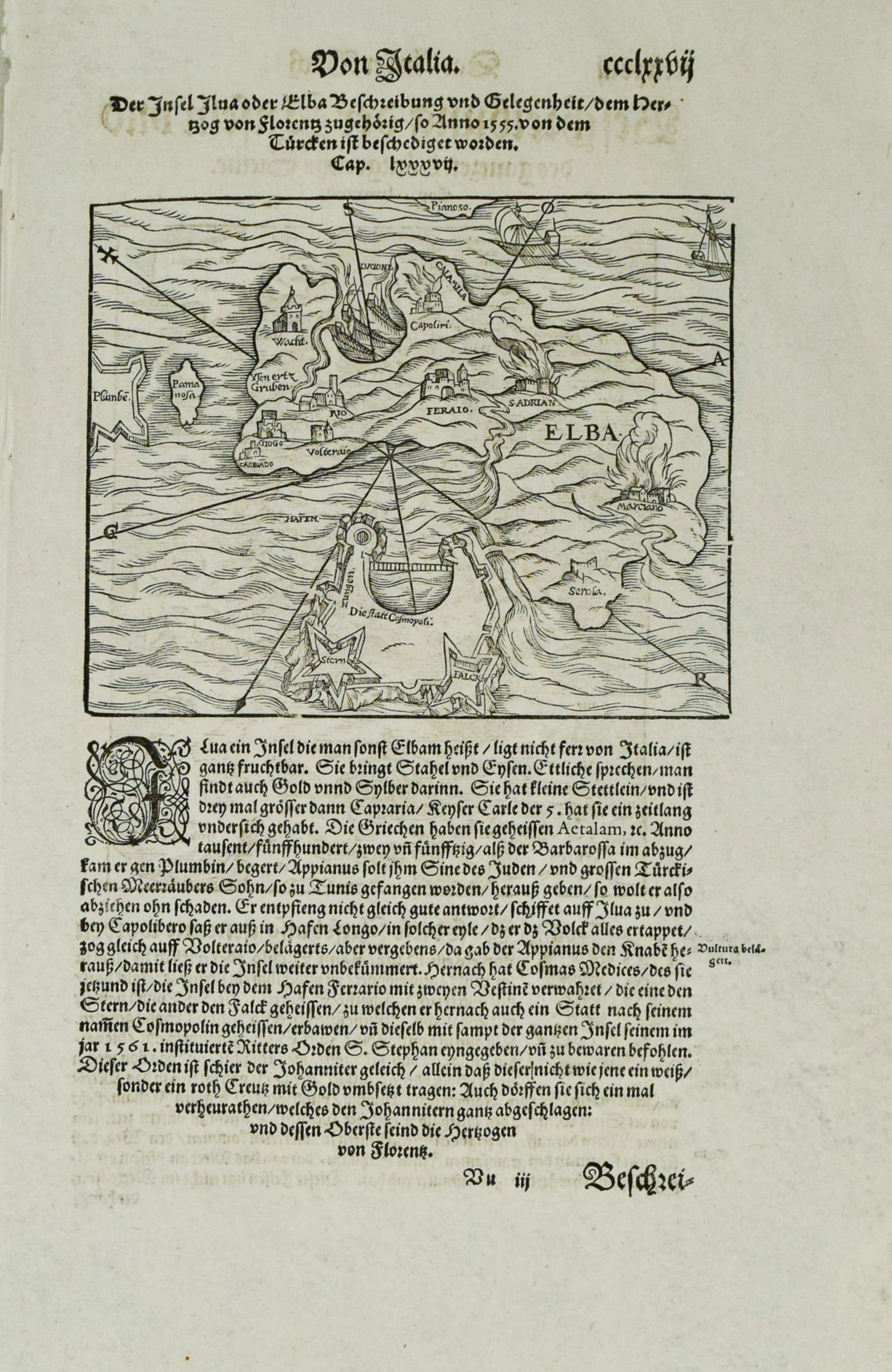 1598 Munster/Petri Maps of Elba [verso] Sicily -- Elba [verso] Sicilia - 2