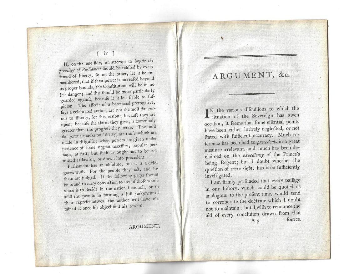1788 Pamphlet Right of Parliament to Appoint a Regency - 2