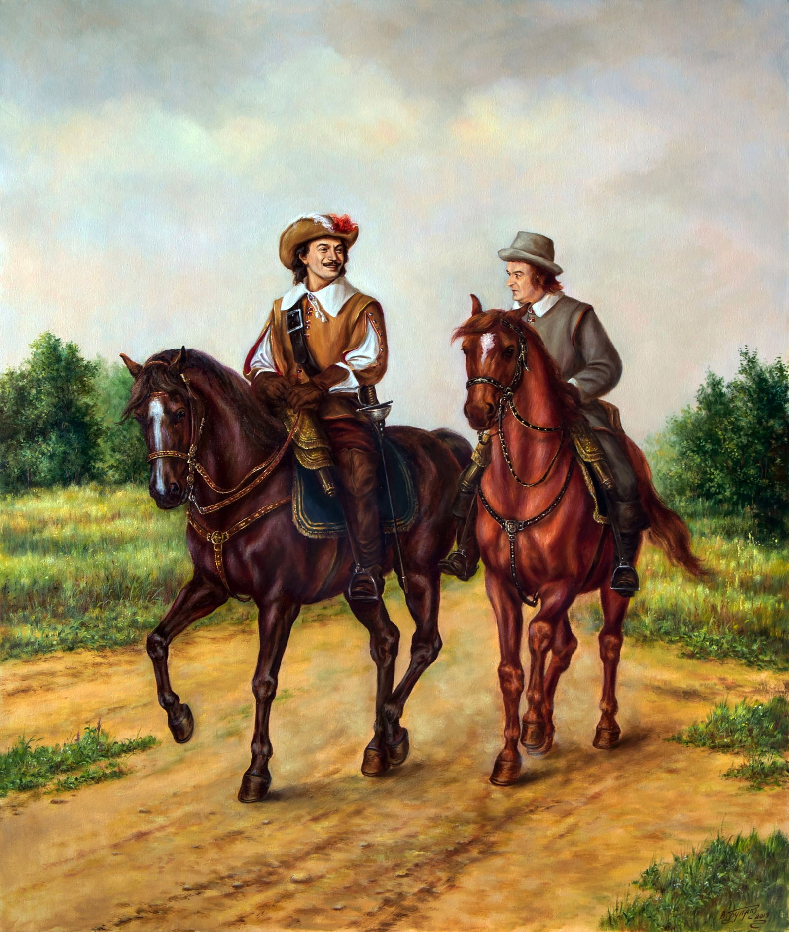 Oil painting Provincial air Valeriy Bulat: Title: Oil painting Provincial air Valeriy Bulat Description: 6BUL Painter: Valeriy Bulat Size: 100x85 cm/39.37x33.46 inches Components: oil, canvas Original painting - Based on A. Dumas's "The Three