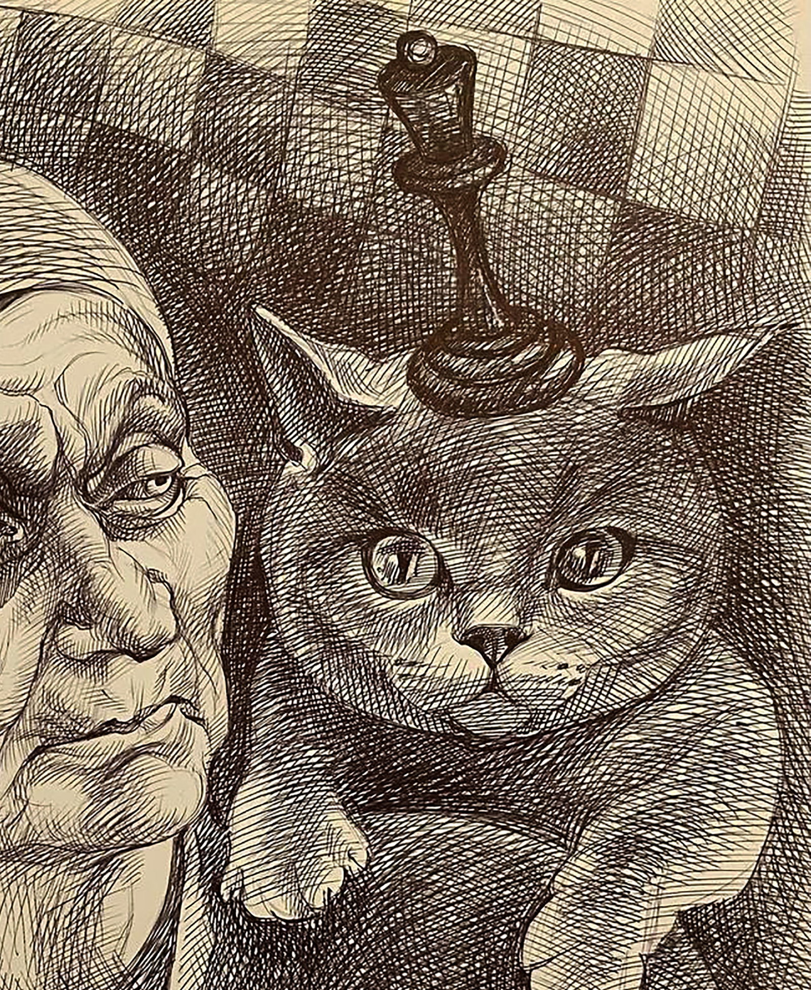 Pen painting Young chess player Natalia Bulat - 3