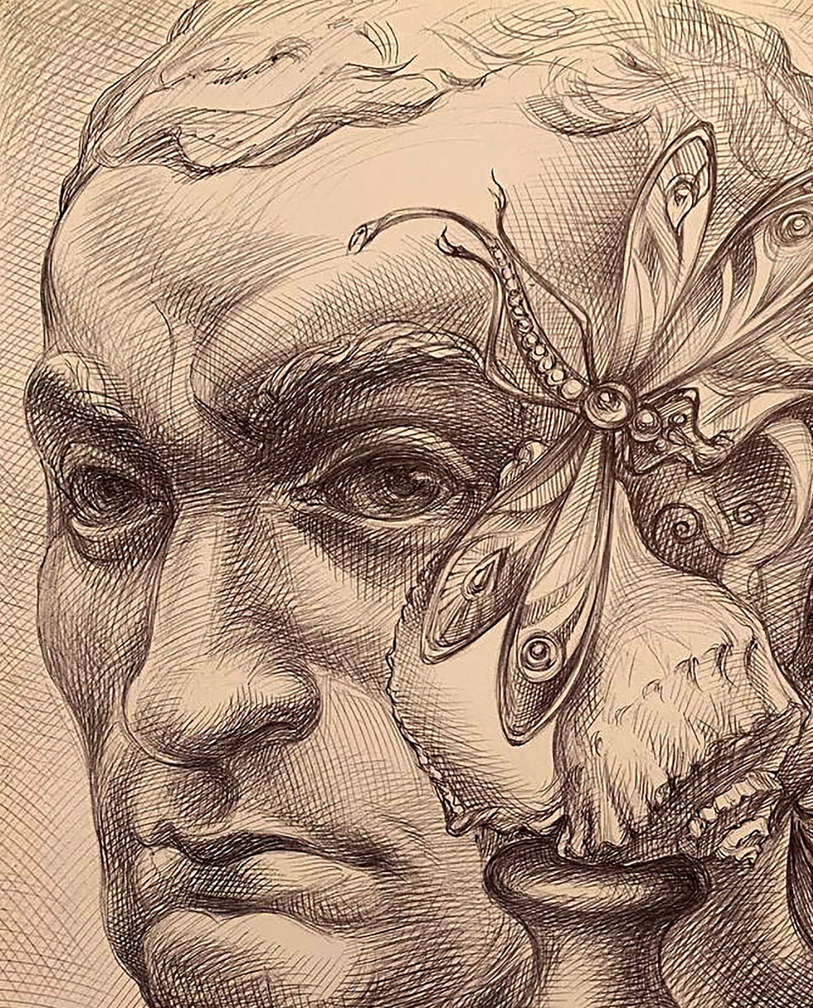 Pen painting Thoughtful look Natalia Bulat - 2