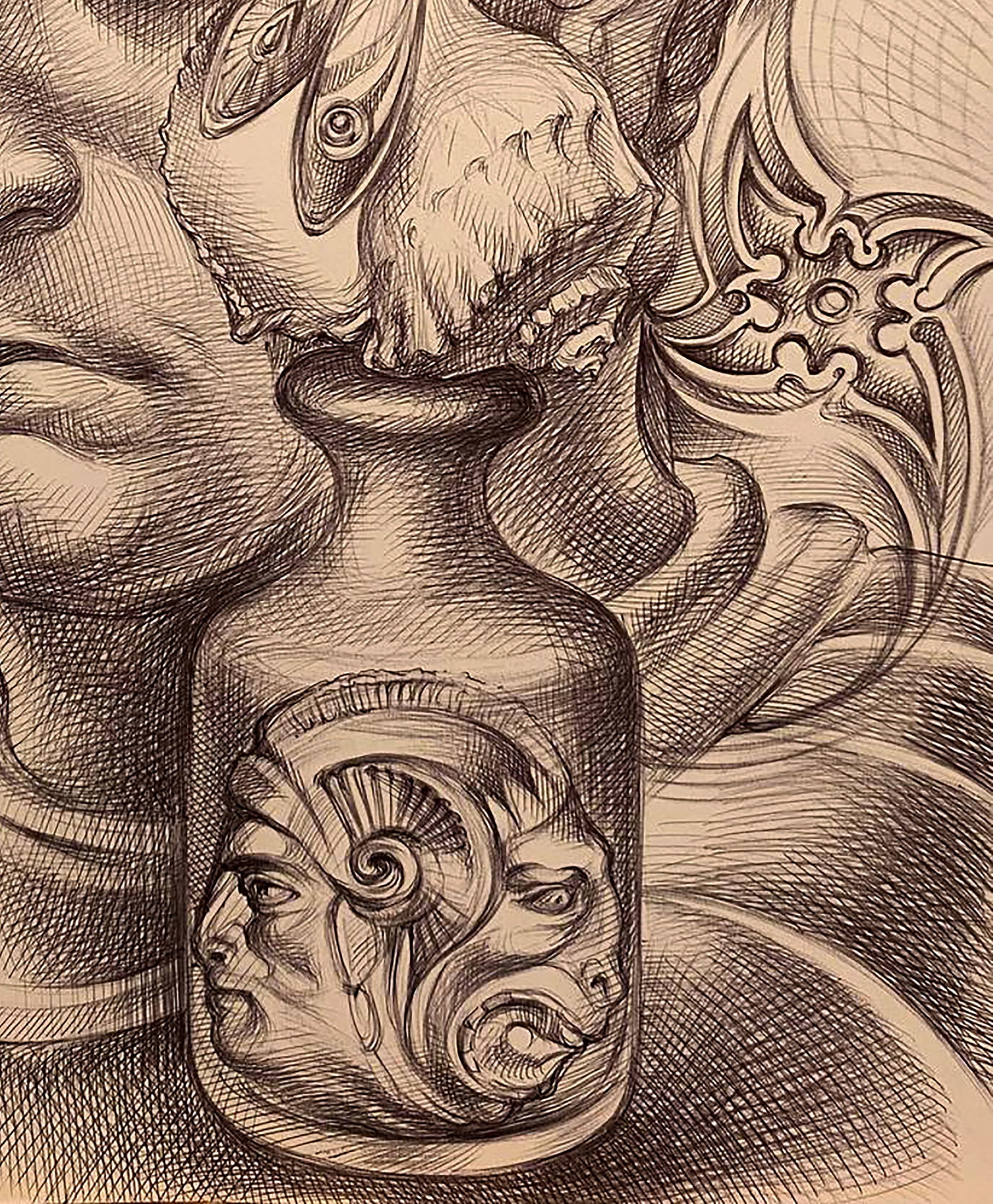 Pen painting Thoughtful look Natalia Bulat - 5