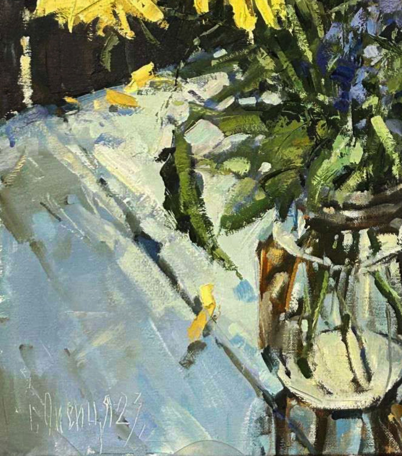 Oil painting Yellow and blue bouquet Igor Lysytsya - 4