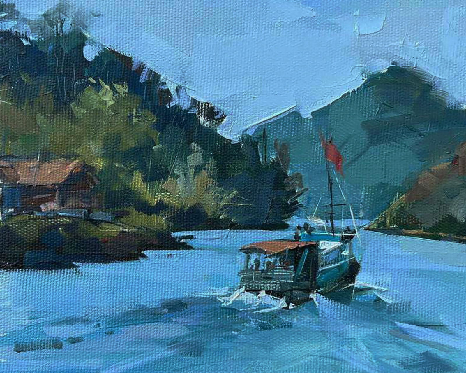 Oil painting China blue lake Igor Lysytsya - 6