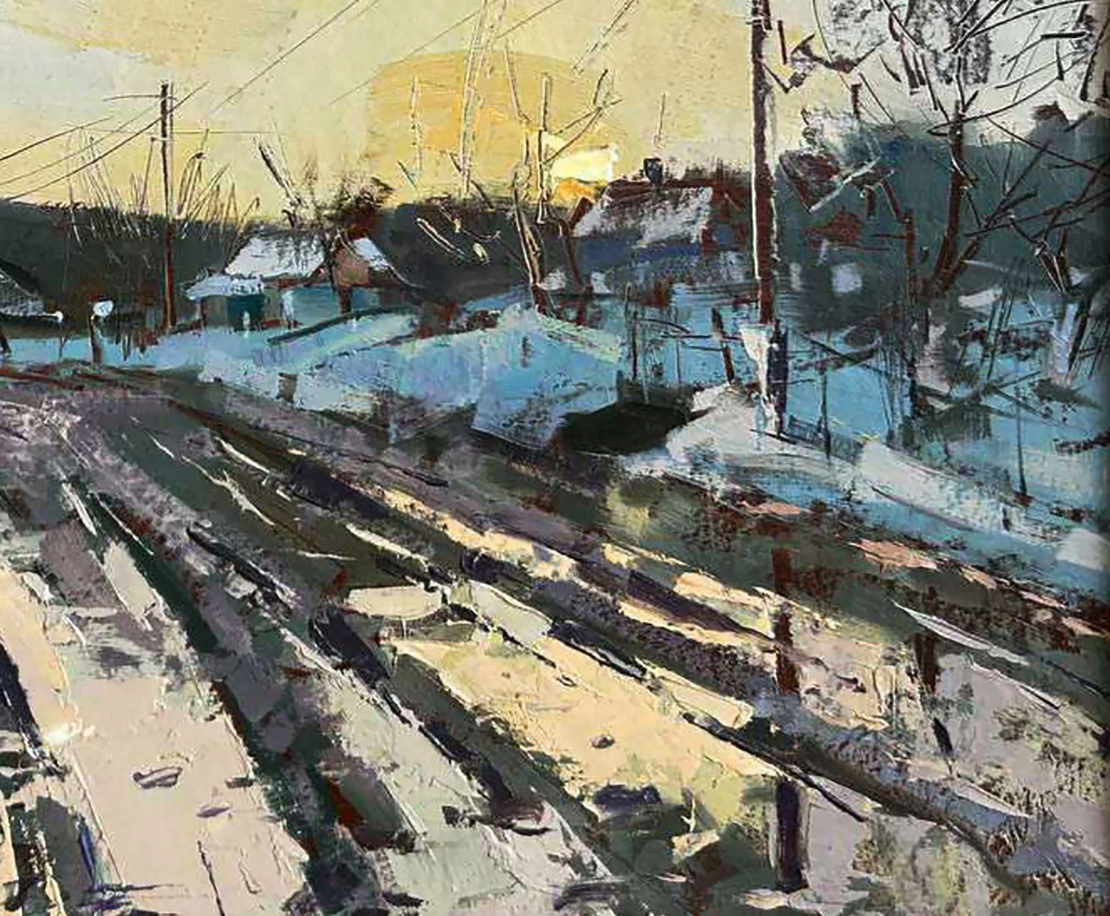 Oil painting Village street in the snow Igor Lysytsya - 3