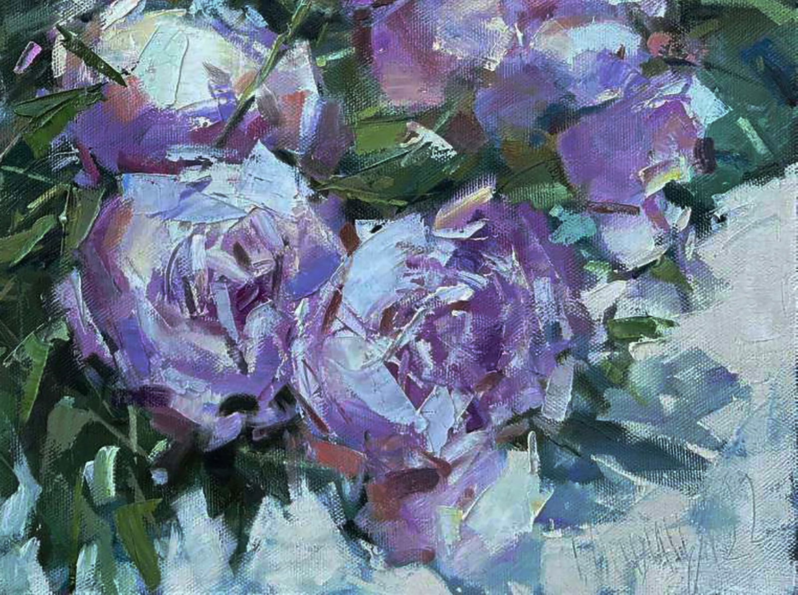 Oil painting Purple peonies Igor Lysytsya - 2
