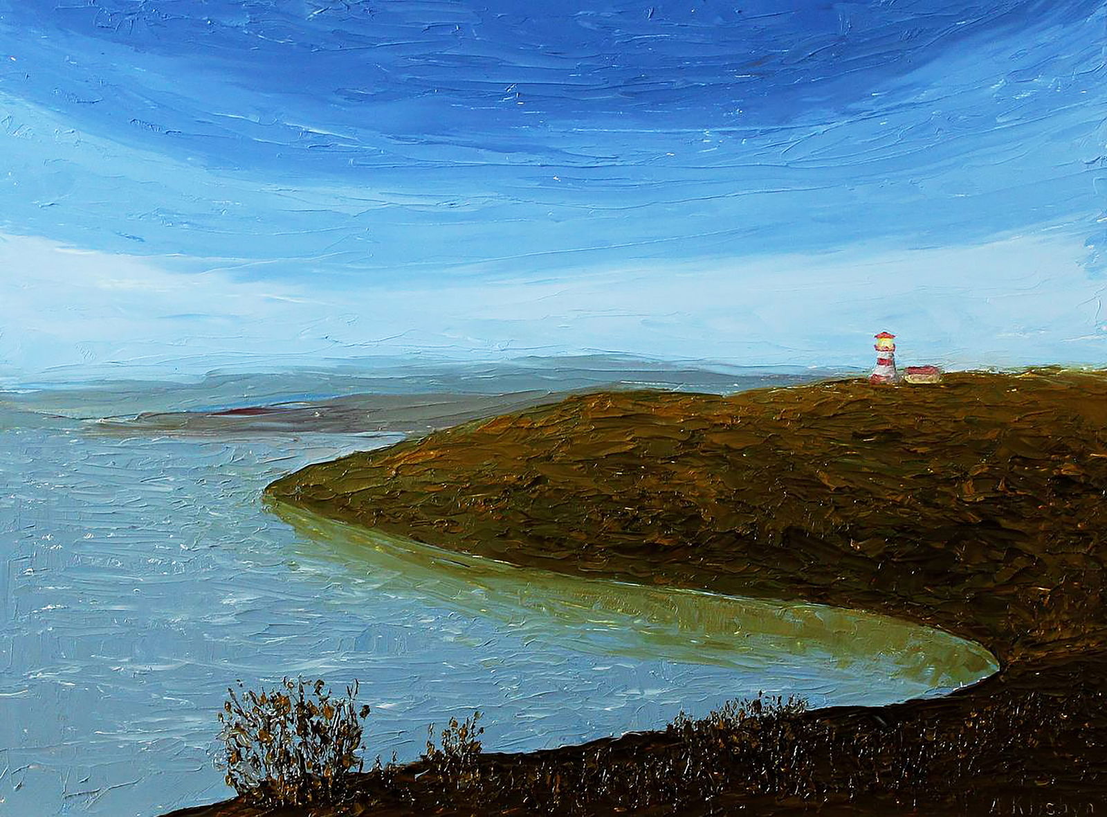 Oil painting Sea Bay Andriy Klishyn: Title: Oil painting Sea Bay Andriy Klishyn Description: 27KLISH Painter: Andriy Klishyn Size: 30x40 cm/11.81x15.74 inches Components: oil, dvp Original painting CONDITION: excellent ARTIST: Born on Fe