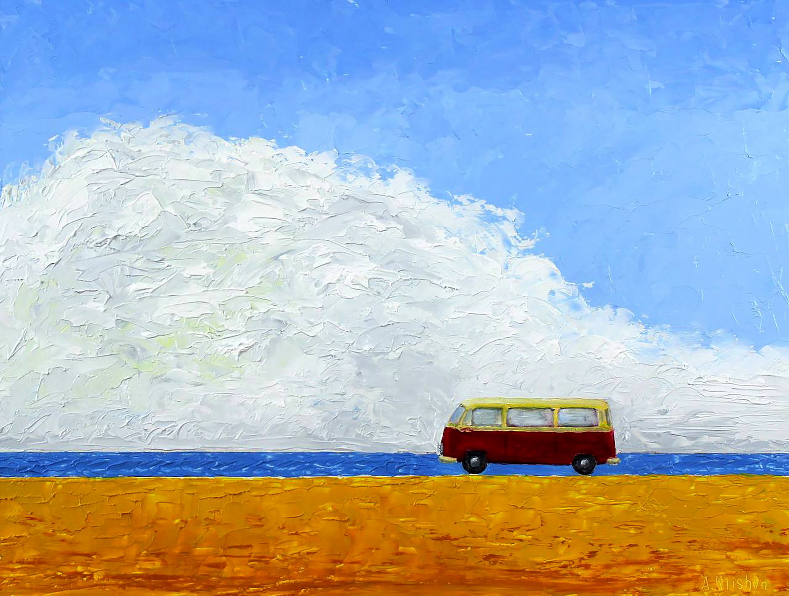 Oil painting Journey to the sea Andriy Klishyn: Title: Oil painting Journey to the sea Andriy Klishyn Description: 38KLISH Painter: Andriy Klishyn Size: 30x40 cm/11.81x15.74 inches Components: oil, dvp Original painting CONDITION: excellent 