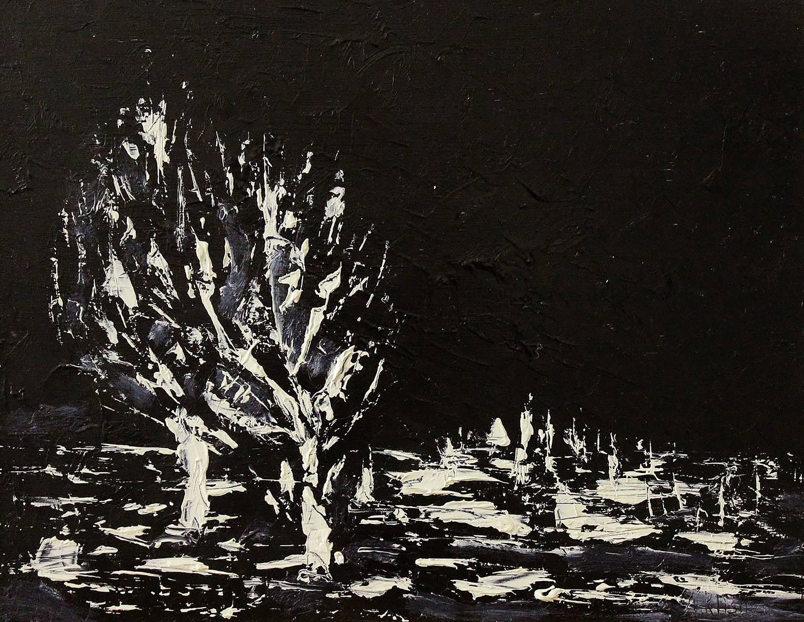 Oil painting Two trees at night Andriy Klishyn: Title: Oil painting Two trees at night Andriy Klishyn Description: 47KLISH Painter: Andriy Klishyn Size: 19.3x25 cm/7.59x9.84 inches Components: oil, dvp Original painting CONDITION: excellent 