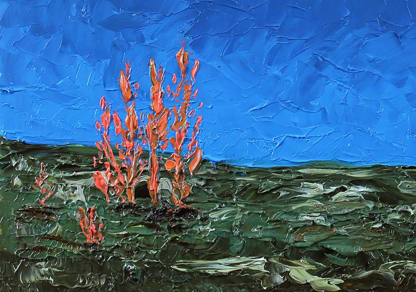 Oil painting Landscape of orange algae Andriy Klishyn - 4