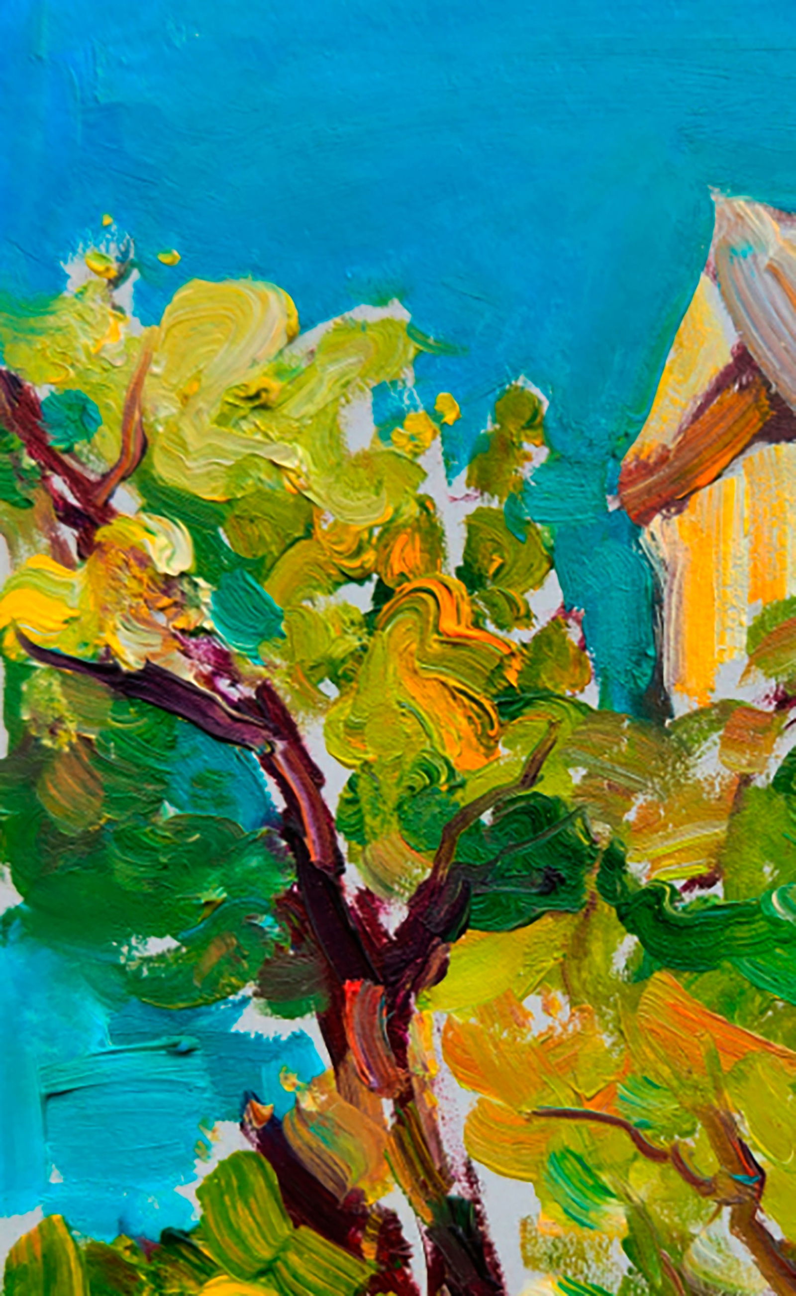 Oil painting Spring in front of the house Yuri Shkrob - 2