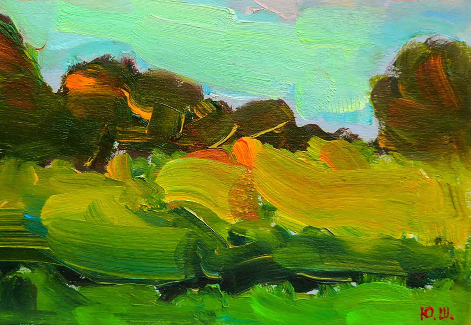 Oil painting Summer evening in nature Yuri Shkrob - 5