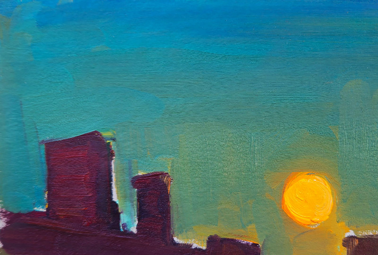 Oil painting Moon over the old town Yuri Shkrob - 2