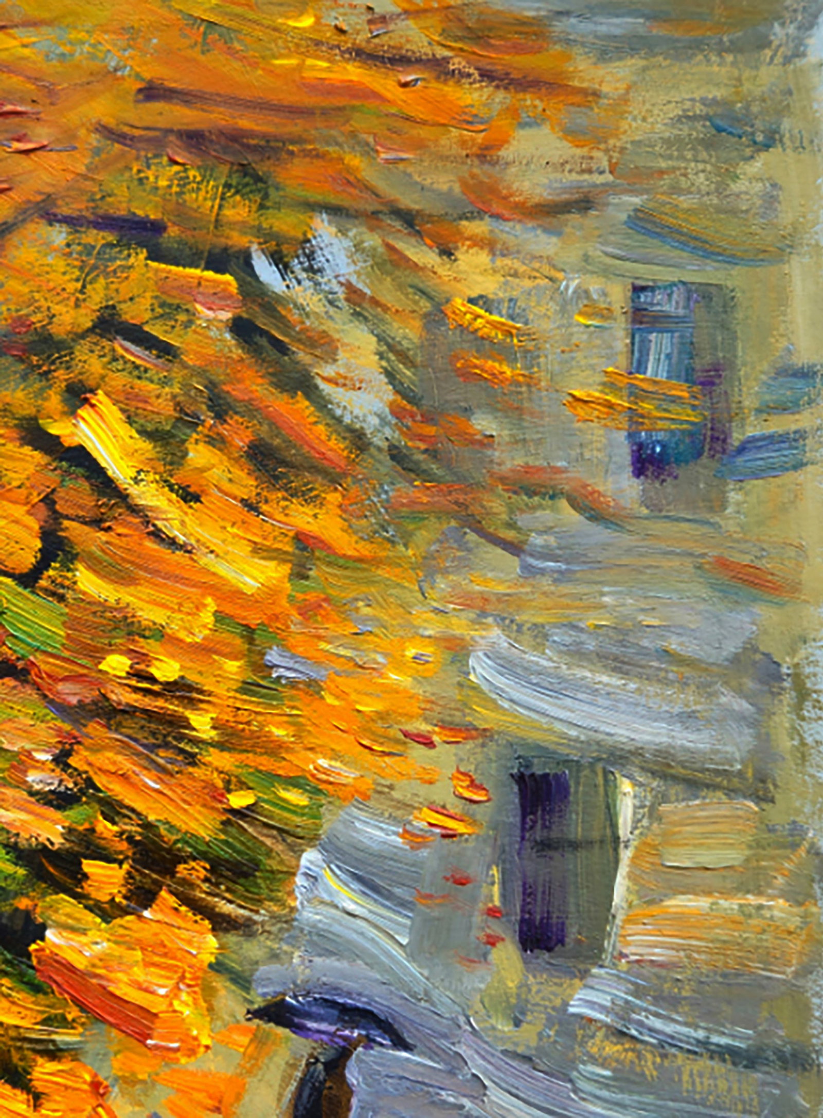 Oil painting Autumn mood in the town Yuri Shkrob - 3