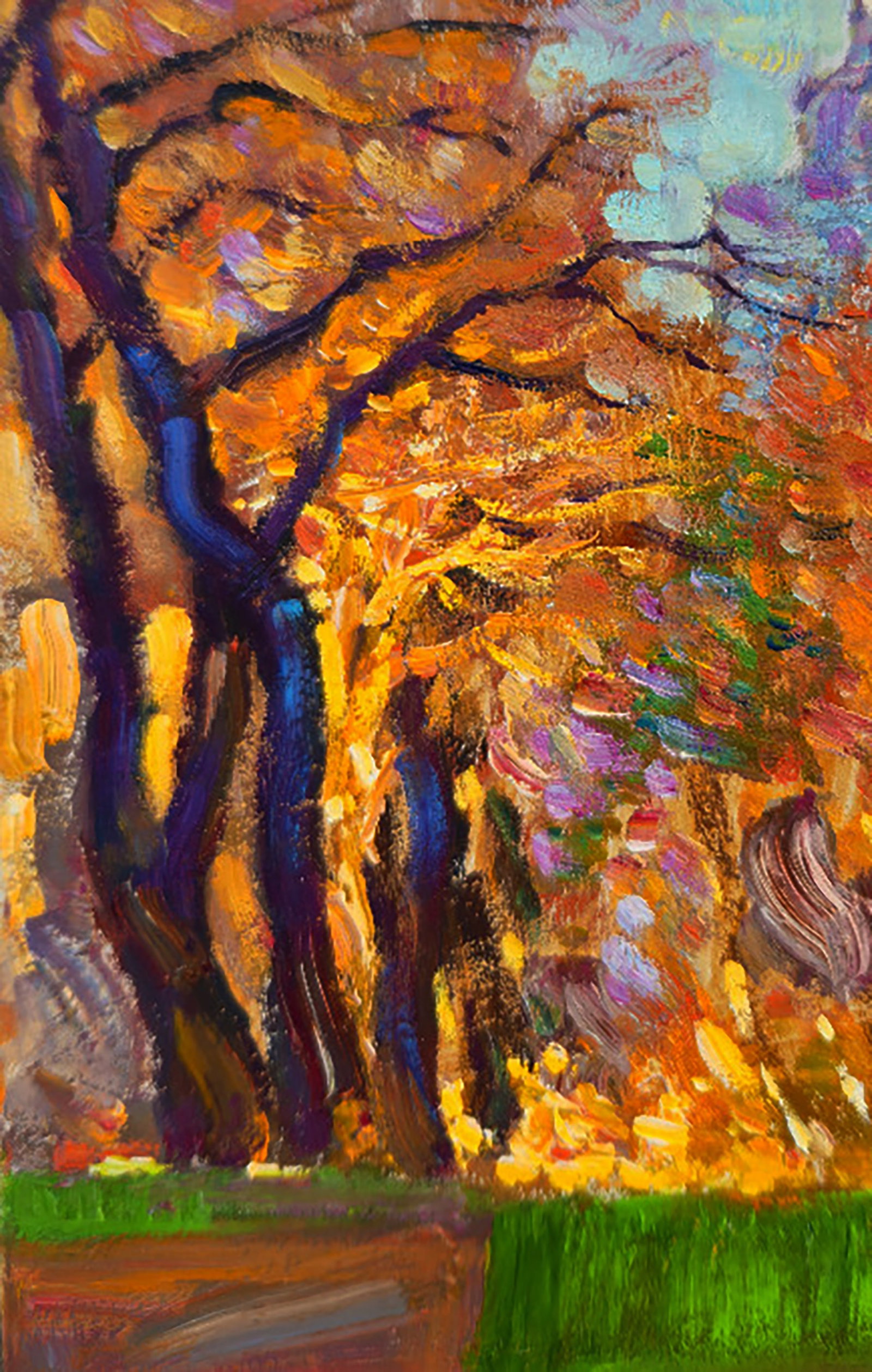 Oil painting Autumn in the Golden Park Yuri Shkrob - 4