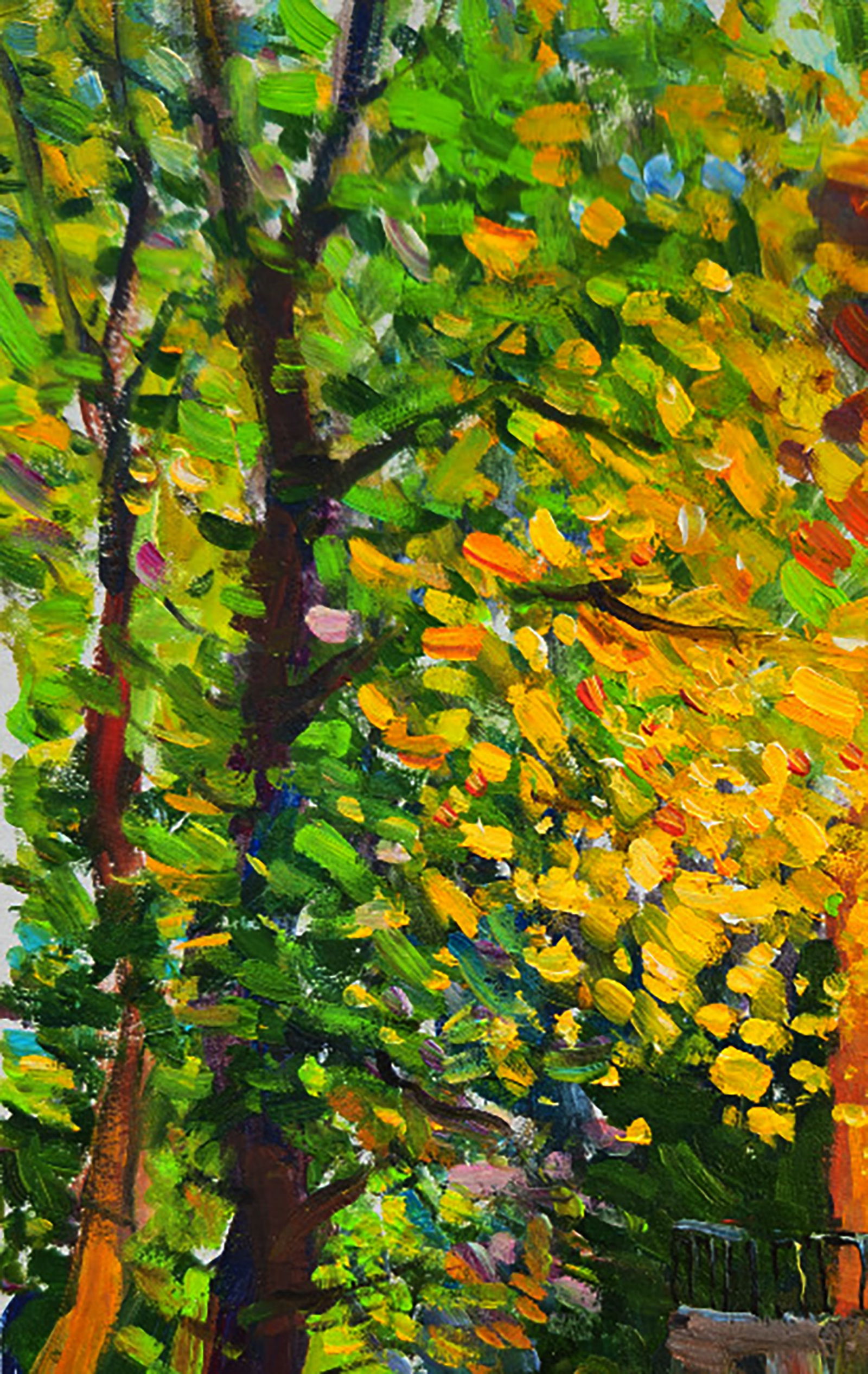 Oil painting Autumn Garden in Front of the House Yuri Shkrob - 2