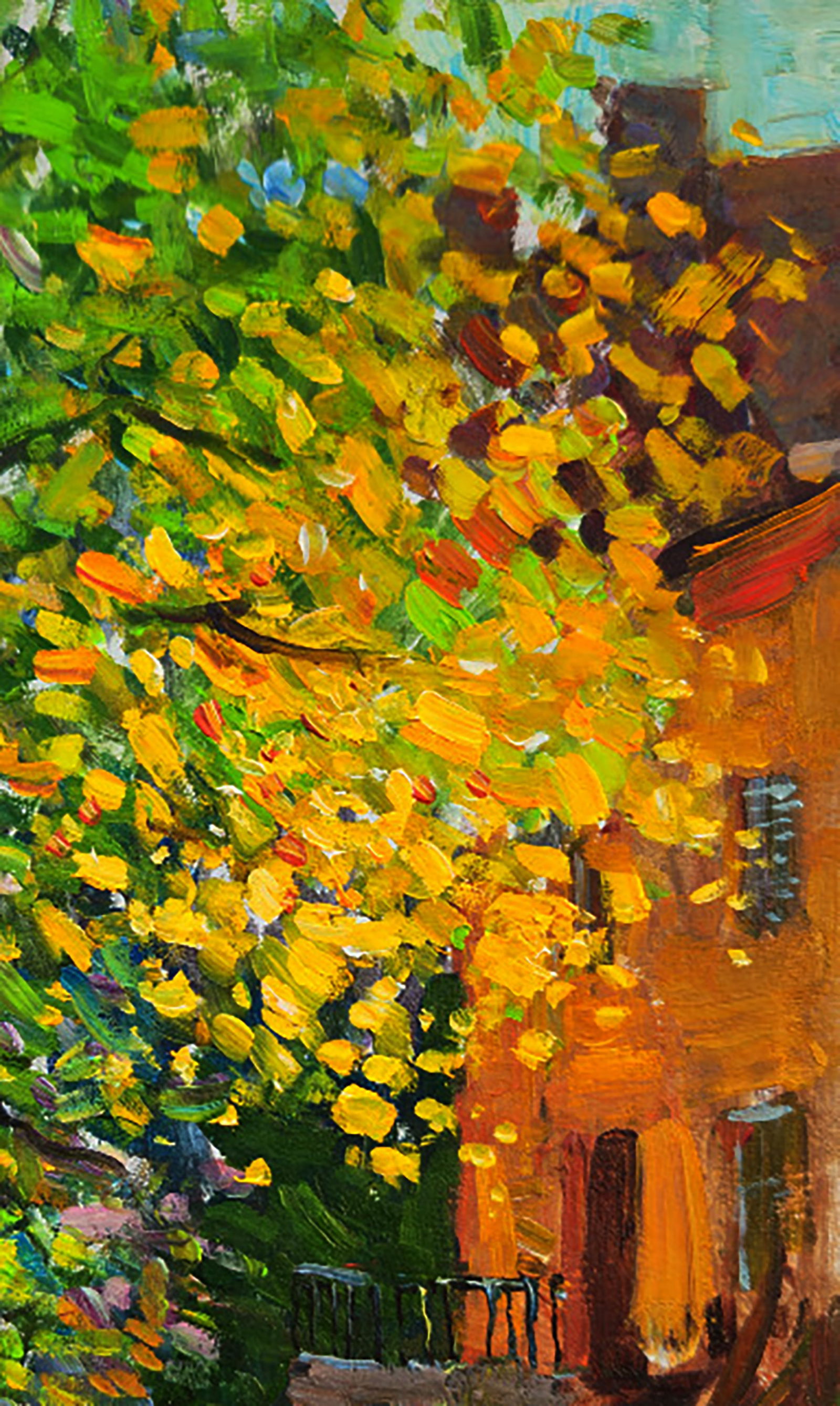 Oil painting Autumn Garden in Front of the House Yuri Shkrob - 3