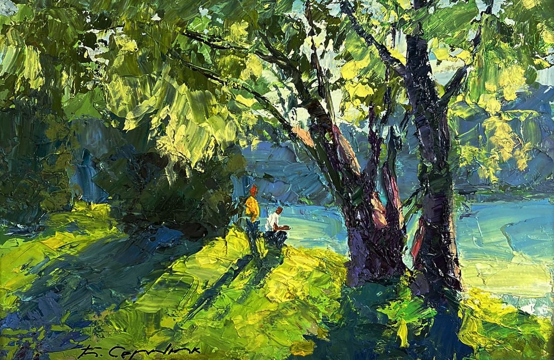 Oil painting Relaxing on the river Boris Serdyuk - 3
