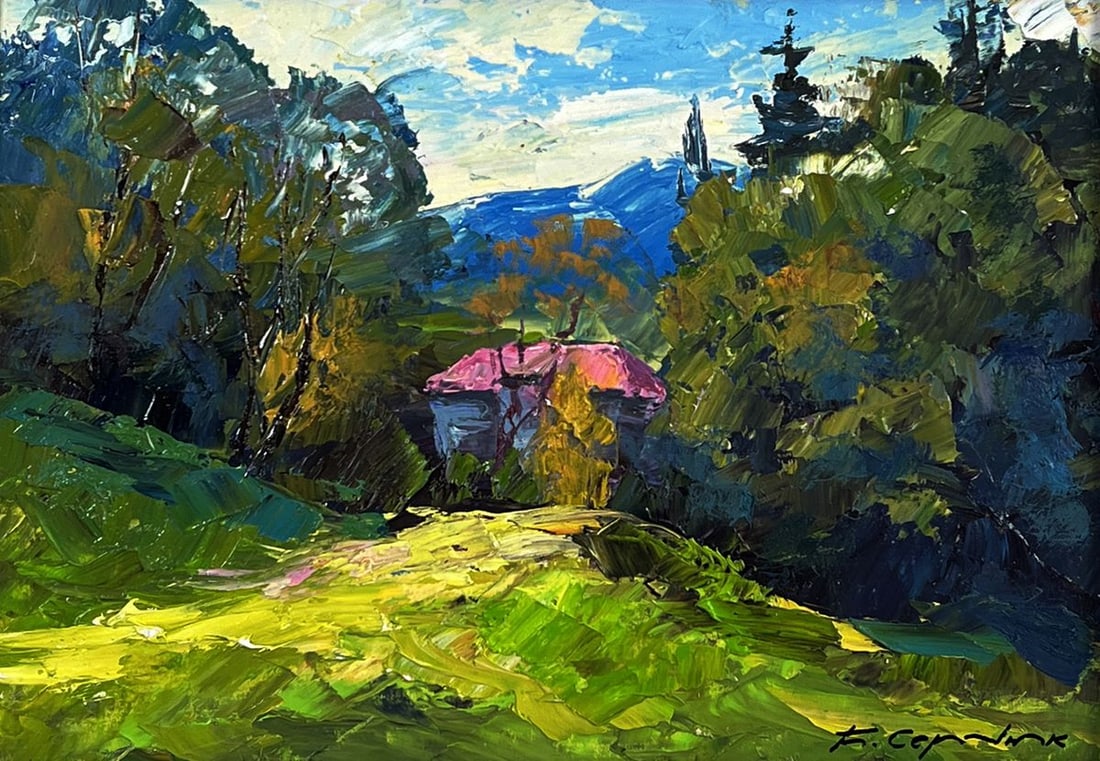 Oil painting The House with the Pink Roof Boris Serdyuk - 3