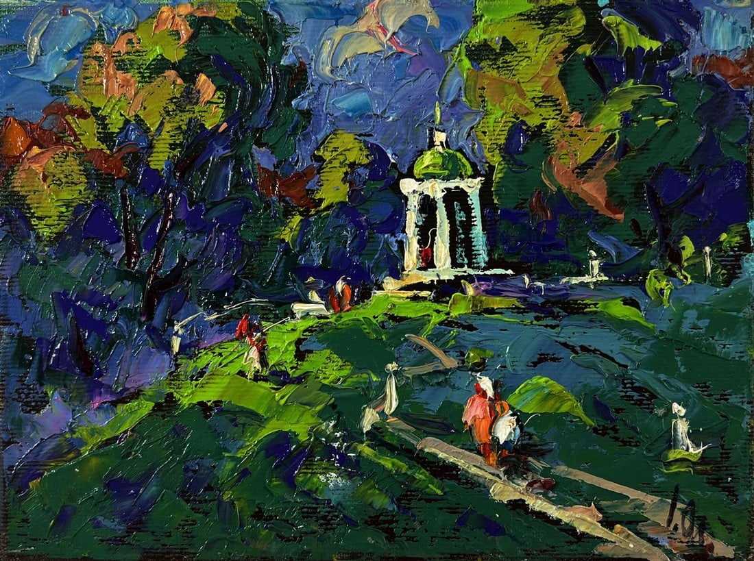 Oil painting City park with a gazebo Oleksiy Ivanyuk - 3