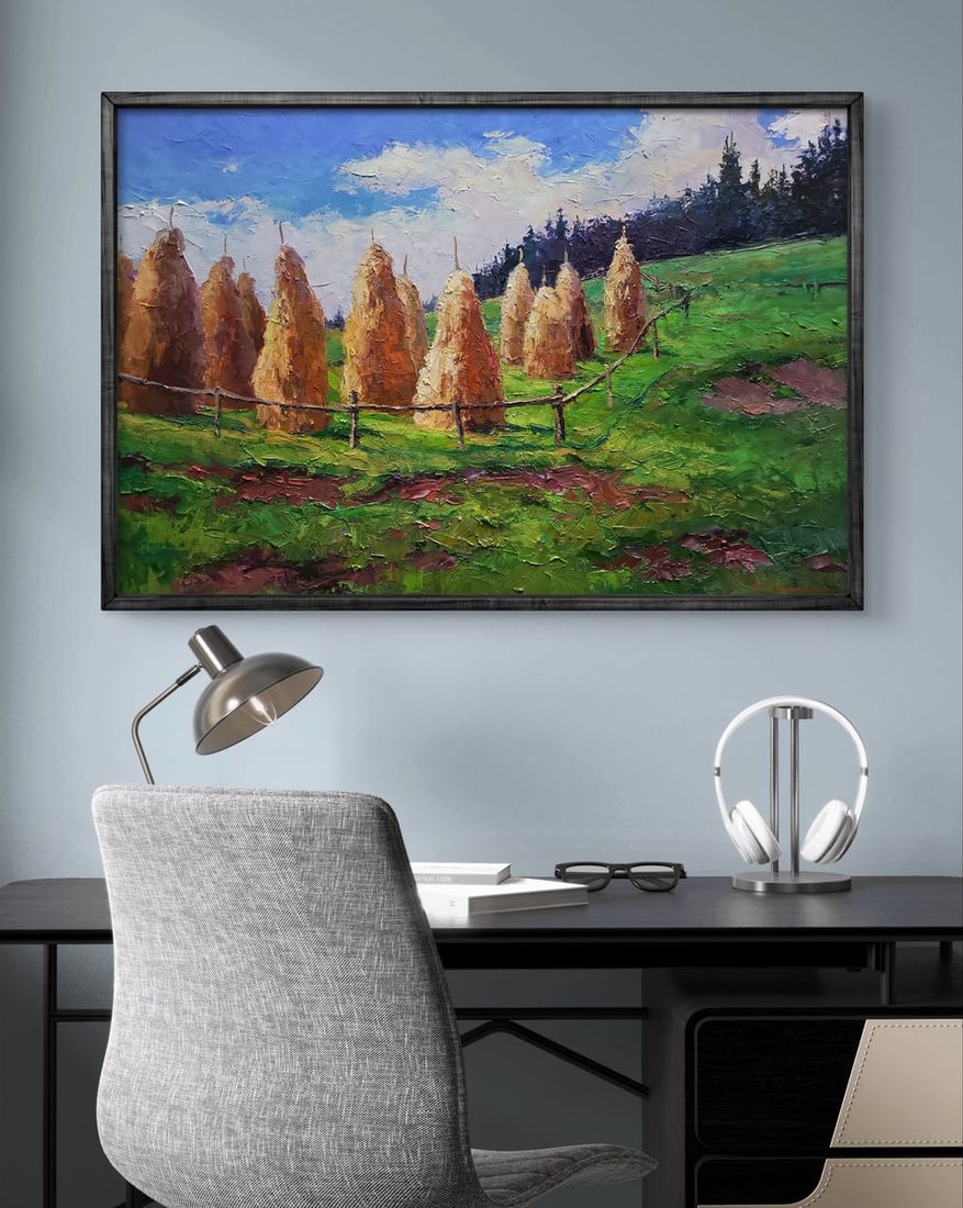 Oil painting Haystacks in the mountains Boris Serdyuk - 2