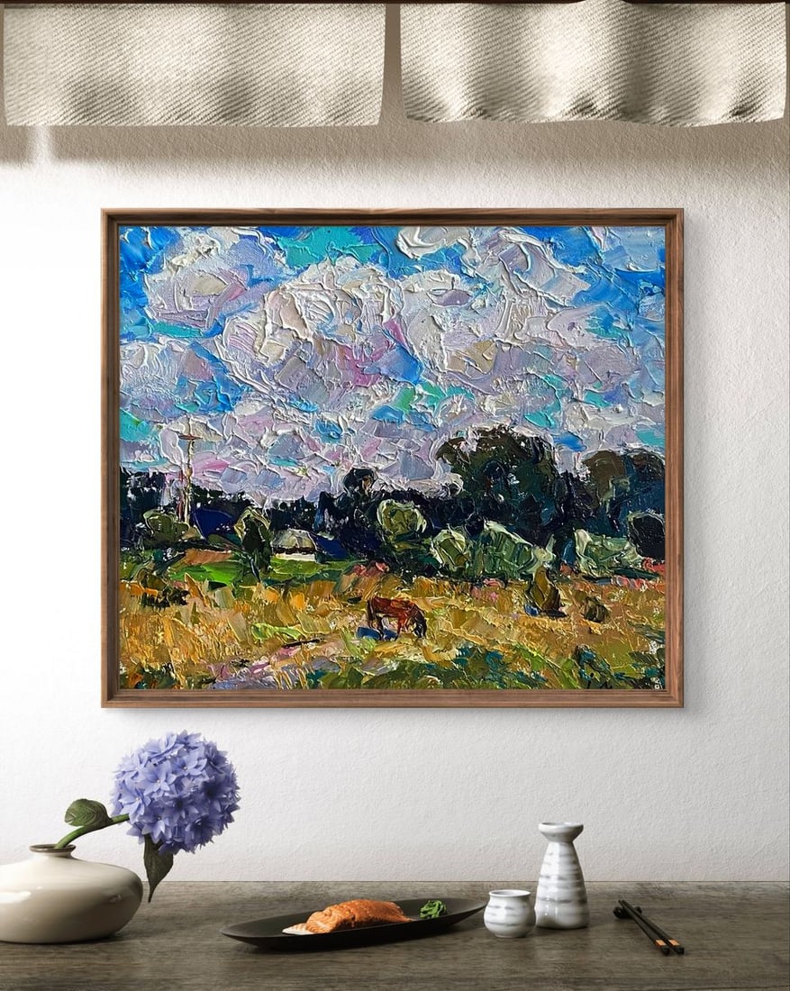 Oil painting A horse is grazing in a field Oleksiy Ivanyuk - 2