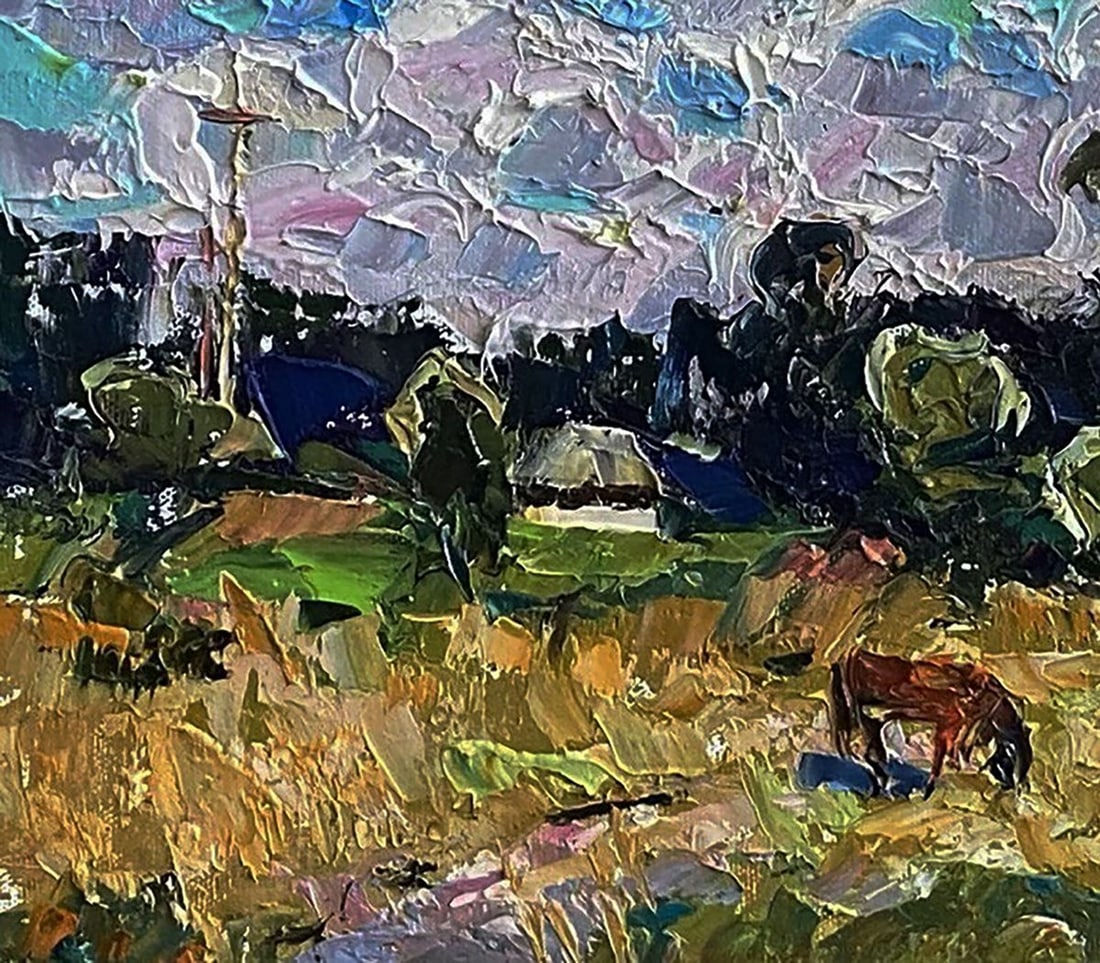 Oil painting A horse is grazing in a field Oleksiy Ivanyuk - 5