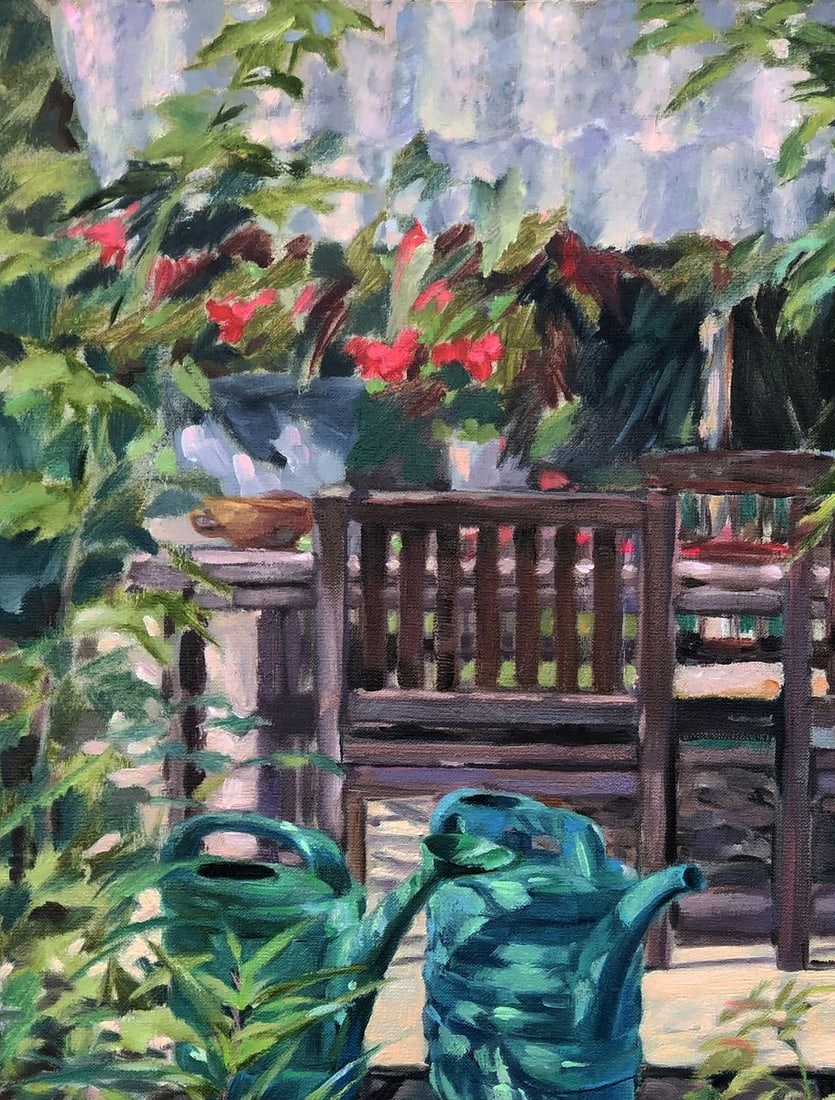Oil painting Relaxing in the garden Oksana Osnach - 2