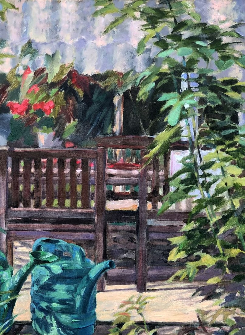Oil painting Relaxing in the garden Oksana Osnach - 3
