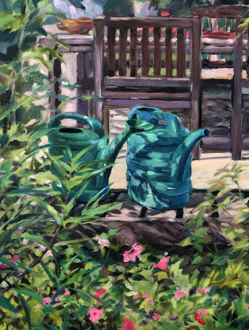 Oil painting Relaxing in the garden Oksana Osnach - 4