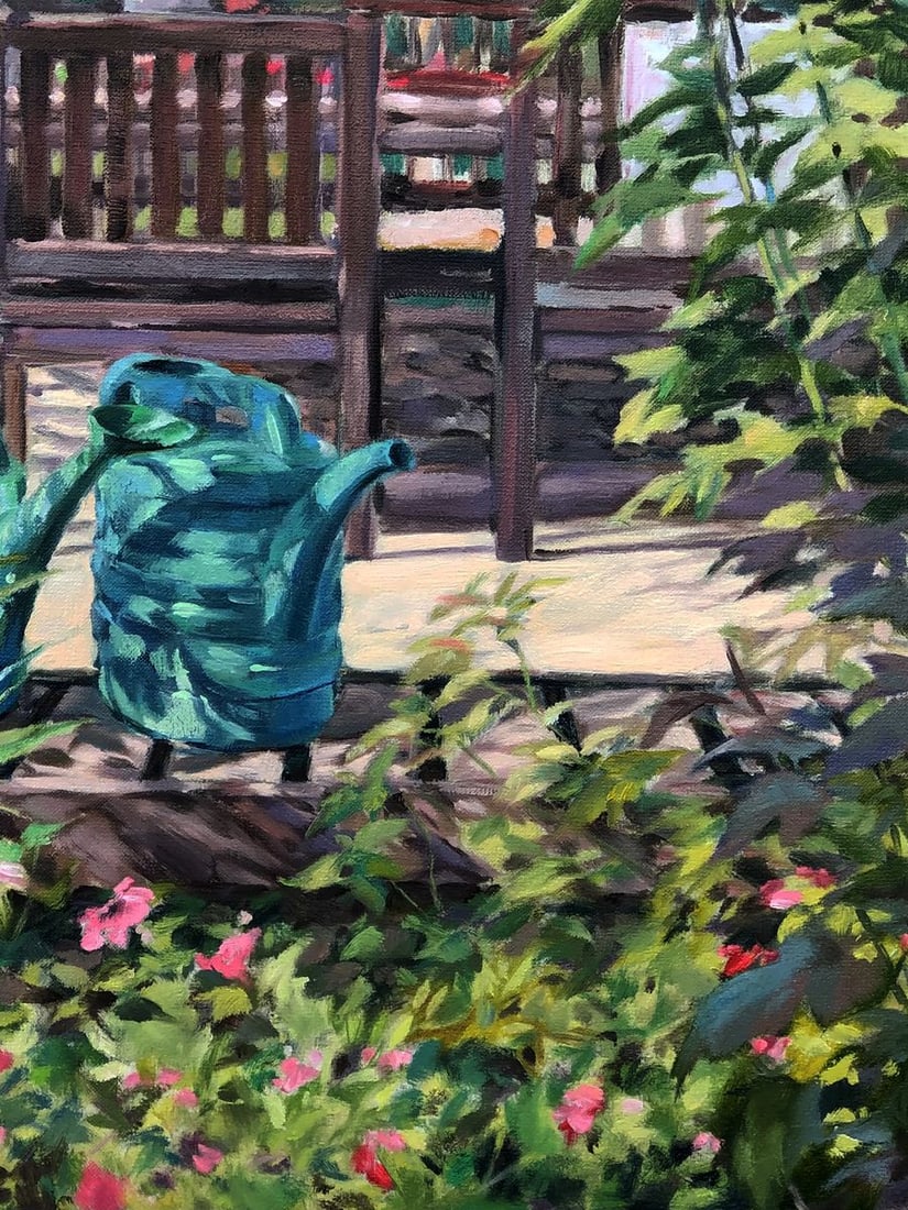 Oil painting Relaxing in the garden Oksana Osnach - 5