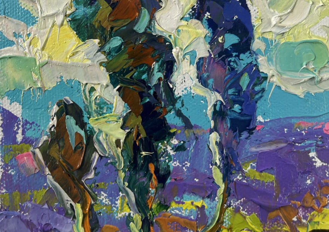 Oil painting Poplars above the path in fog Oleksiy Ivanyuk - 7