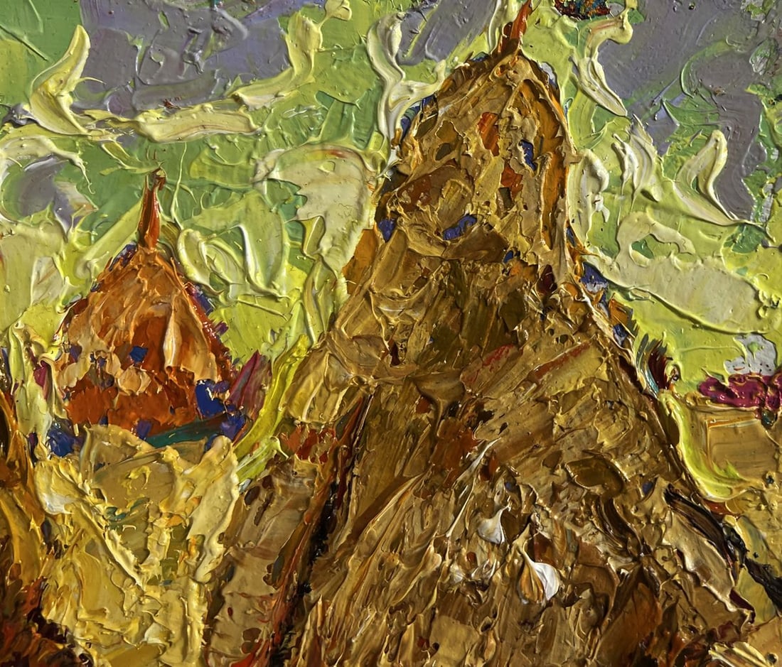 Oil painting Fresh haystacks in the field Alex Kalenyuk - 4