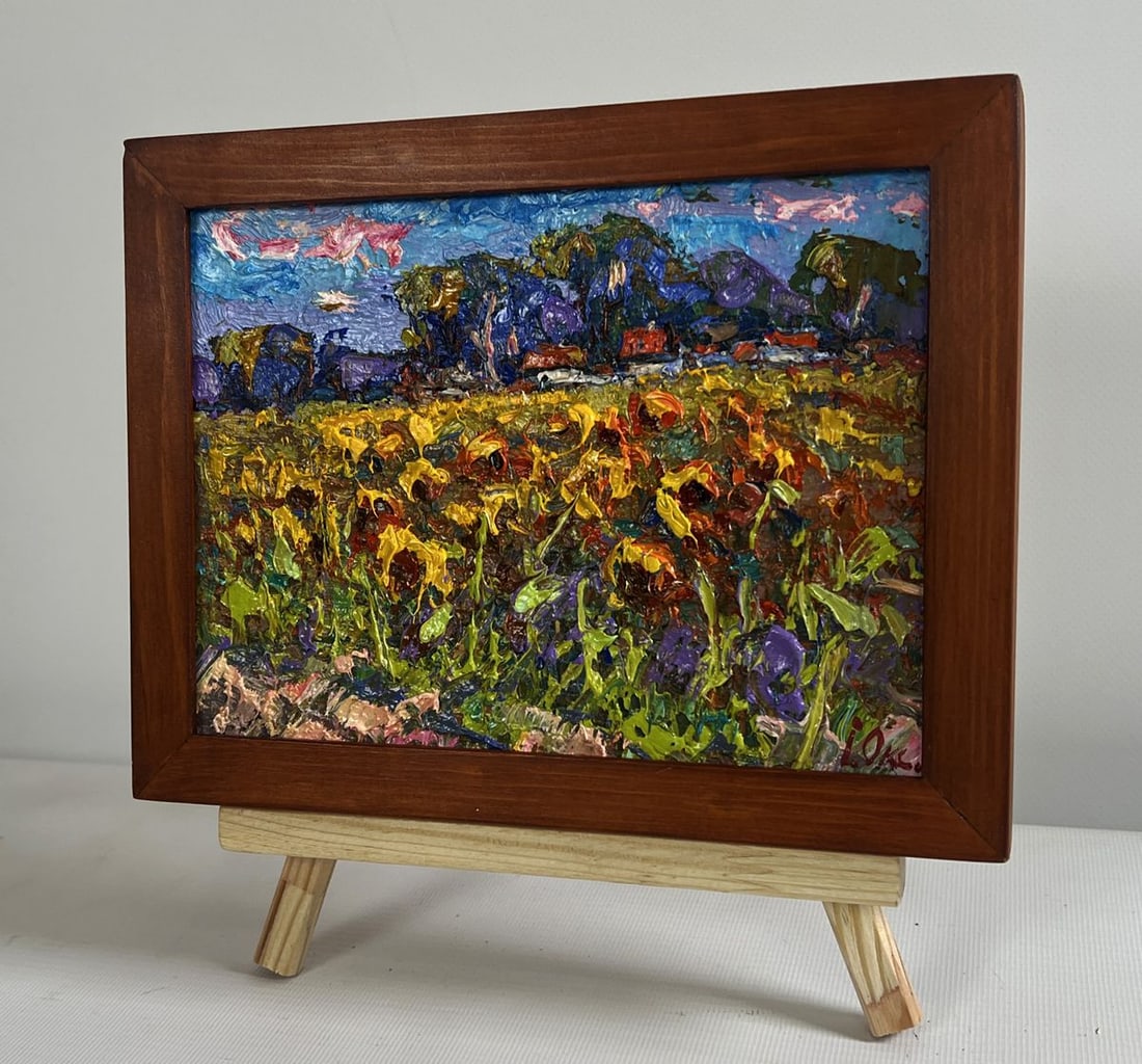 Oil painting Sunflower field in the village Oksana Kalenyuk - 2