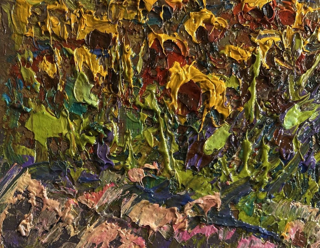 Oil painting Sunflower field in the village Oksana Kalenyuk - 5