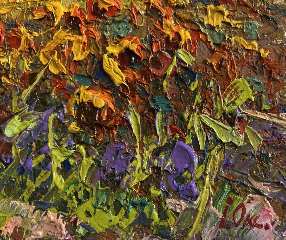 Oil painting Sunflower field in the village Oksana Kalenyuk - 7