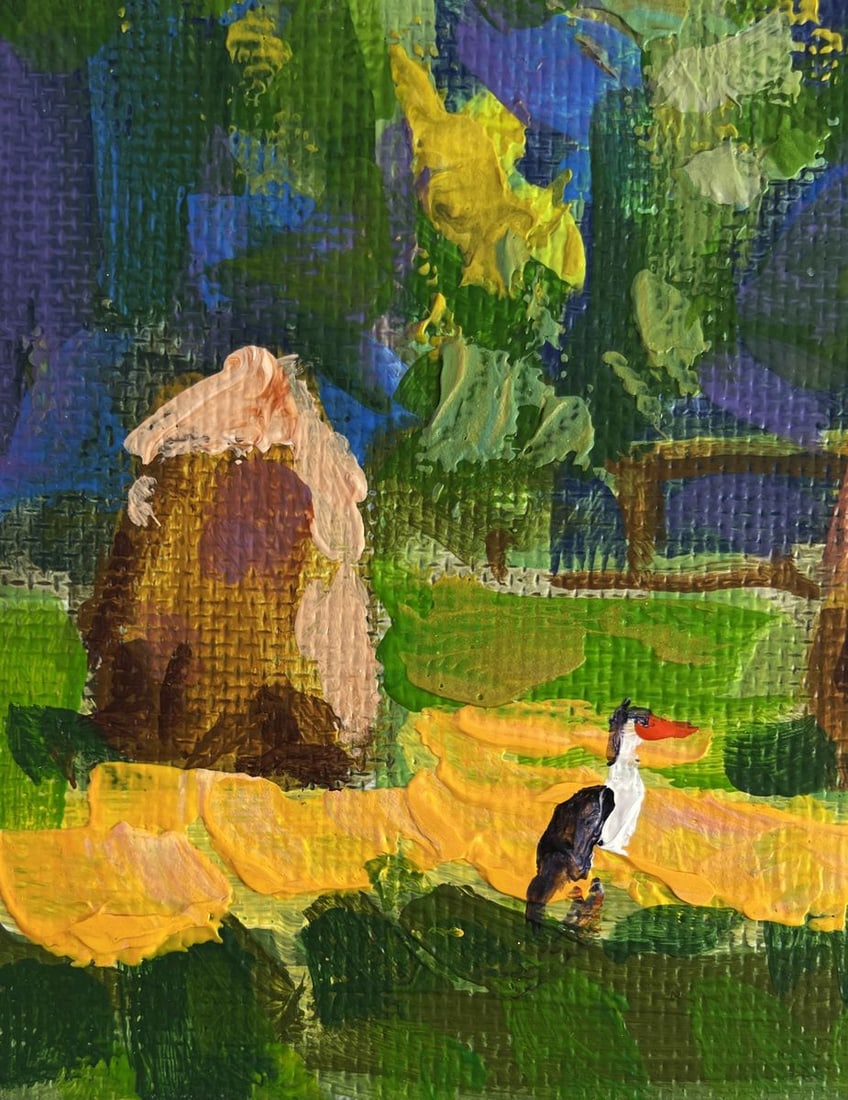 Acrylic painting Warm day by the haystacks Mykhailo Patskan - 7