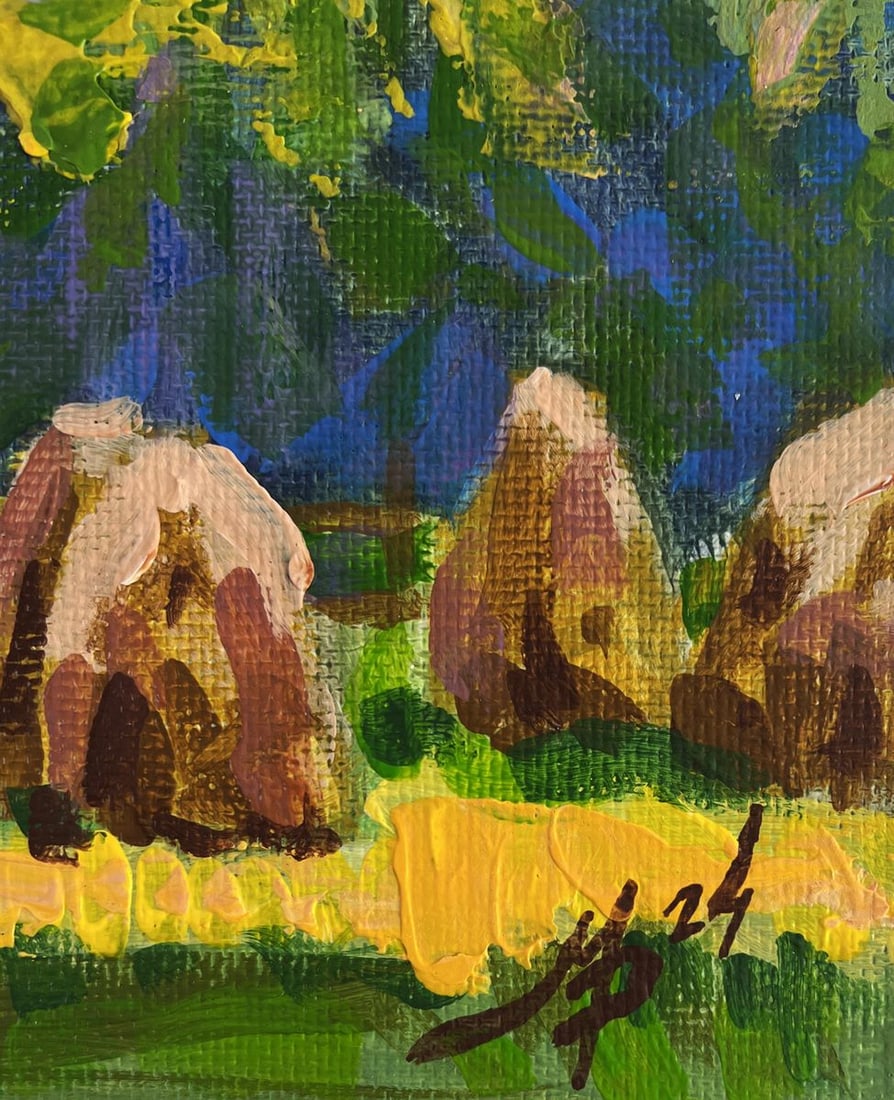 Acrylic painting Warm day by the haystacks Mykhailo Patskan - 9