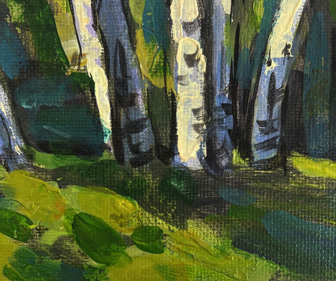 Acrylic painting Clearing in a birch forest Mykhailo Patskan - 7